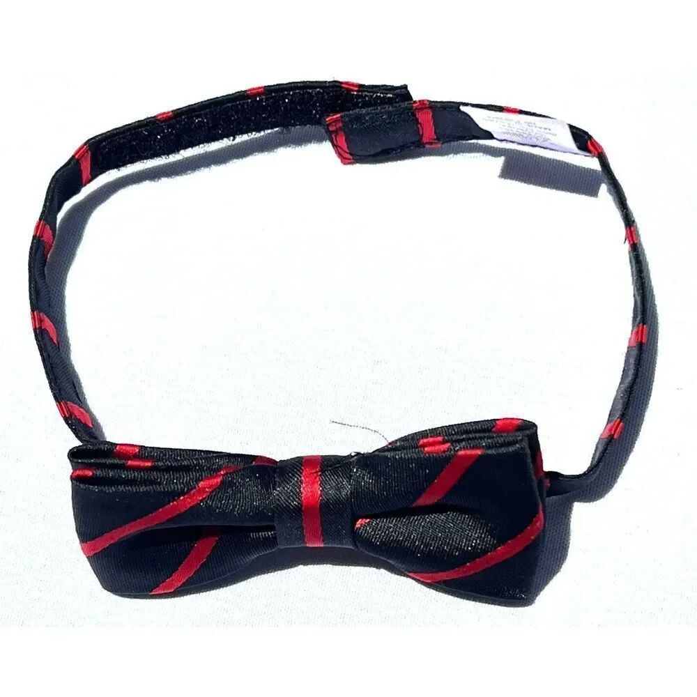 Dog Bowtie | Black with Red Striped | 13 in